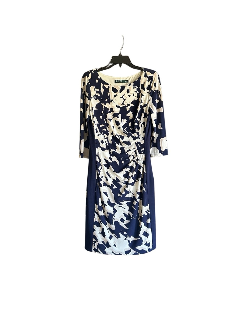 Lauren Ralph Lauren Navy and White Abstract Print Sheath Dress. Size 8 - Picture 5 of 10